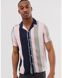 Burton Menswear Shirt In Pink And Navy Stripe