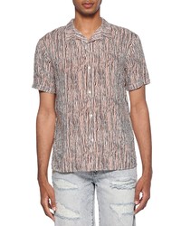 ELEVENPARIS Stripe Short Sleeve Button Up Camp Shirt In Fennel Seed Waves At Nordstrom