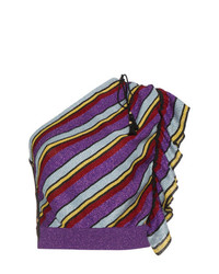 Philosophy di Lorenzo Serafini Knitted Lurex Striped One Shoulder Top