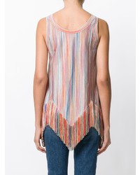Marco De Vincenzo Striped Fringed Tank Top