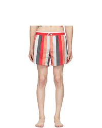 BOSS Red And White Striped Swim Shorts