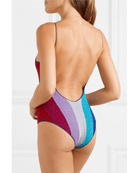 Oseree Lumire Striped Stretch Lurex Swimsuit