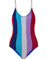 Oseree Lumire Striped Stretch Lurex Swimsuit