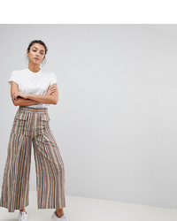 Asos Tall Asos Design Tall Wide Leg Soft Trousers With Pleats In Stripe