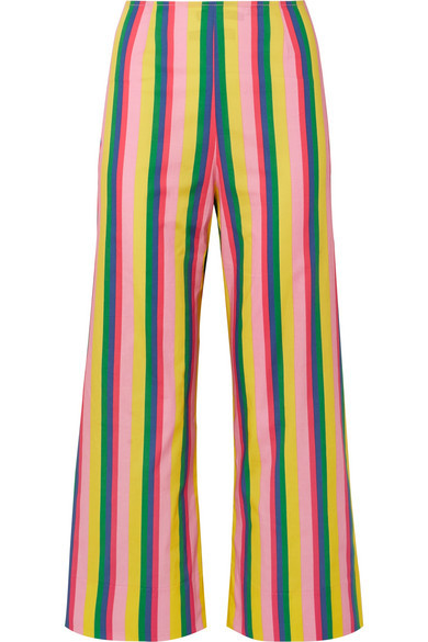 Striped Cotton Poplin Wide Pants