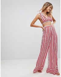 PrettyLittleThing Stripe Wide Leg Beach Trousers