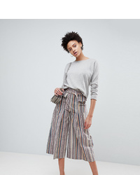 ASOS DESIGN Wide Leg Soft Trousers With Pleats In Stripe