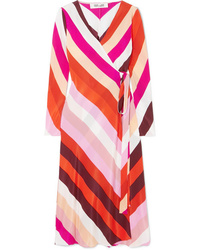 Multi colored Vertical Striped Wrap Dress