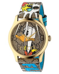 Gucci X Disney Donald Duck G Timeless Canvas Leather Watch