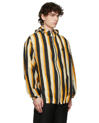 Kenzo Black Yellow Bold Stripe Hooded Jacket