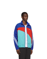 adidas Originals Blue And Red Off Center Windbreaker Jacket