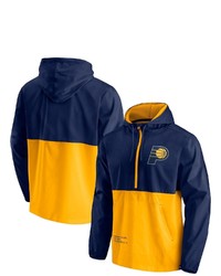 FANATICS Branded Navygold Indiana Pacers Anorak Block Party Windbreaker Half Zip Hoodie Jacket At Nordstrom
