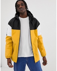 Pull&Bear Colour Block Hooded Jacket In Mustard