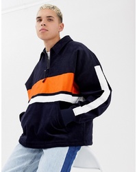 Collusion Cord Colour Blocked Jacket In Navy