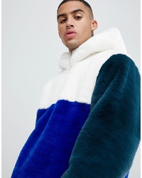 ASOS DESIGN Faux Fur Overhead Jacket In Colour Block
