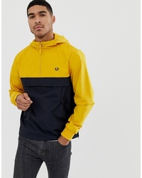 Fred Perry Half Zip Hooded Jacket In Yellow