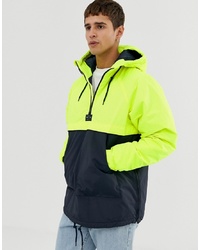 Pull&Bear Half Zip Jacket With Hood In Neon