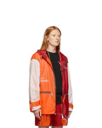 Heron Preston Orange And Red Jump Hooded Windbreaker Jacket