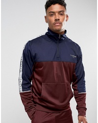 Illusive London Overhead Track Jacket In Burgundy With Taping