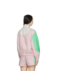 Sjyp Pink And Green Colorblock Windbreaker Jacket