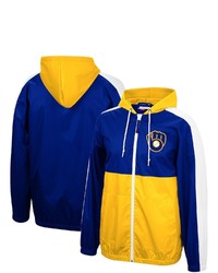 Mitchell & Ness Royalgold Milwaukee Brewers Game Day Full Zip Windbreaker Hoodie Jacket At Nordstrom