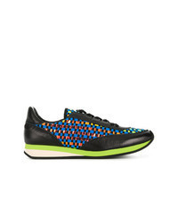 Multi colored Woven Leather Low Top Sneakers