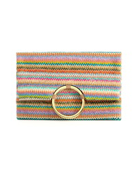 Multi colored Woven Straw Clutch