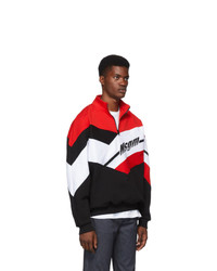 MSGM Black And Red Half Zip Track Pullover