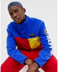 Polo Ralph Lauren Hi Tech Capsule Colour Block Polar Fleece Half Zip Sweatshirt In Bluered