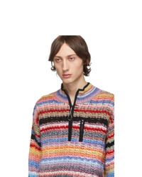 Kenzo Multicolor Stripes Zip Up Sweater