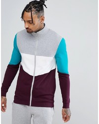 ASOS DESIGN Asos Muscle Track Jacket With Retro Colour Blocking Marl