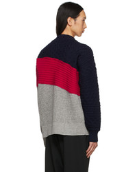 Sacai Navy Grey Cable Knit Sweater