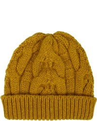 Barneys New York Cable Knit Beanie Yellow