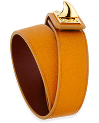 Givenchy Calfskin Leather Wrap Bracelet Mustard