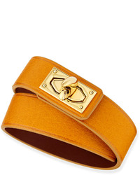 Givenchy Calfskin Leather Wrap Bracelet Mustard