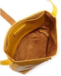 Neiman Marcus Structured Crossbody Bucket Bag Mustard