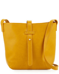 Neiman Marcus Structured Crossbody Bucket Bag Mustard