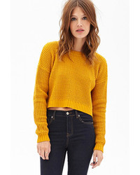 Forever 21 Cropped Waffle Knit Sweater