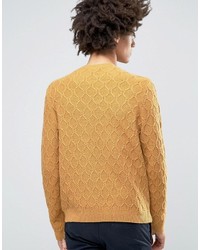 Asos Lambswool Rich Cable Sweater In Mustard
