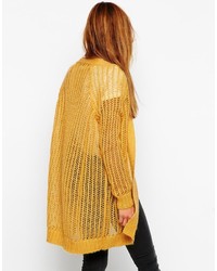 Asos Collection Premium Cardigan In Open Stitch In Mohair
