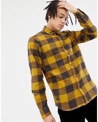 Mustard Check Flannel Long Sleeve Shirt