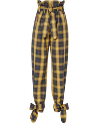 Mustard Check Tapered Pants