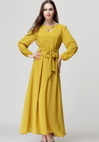 mustard yellow chiffon dress
