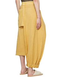 132 5. ISSEY MIYAKE Yellow Asymmetrical Trousers