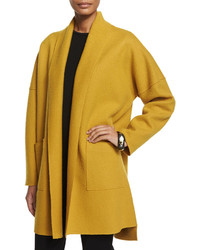 Eileen Fisher Boiled Wool Kimono Coat Mustard Plus Size