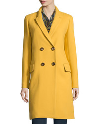 Lafayette 148 New York Gianna Double Breasted Wool Blend Coat Mustard