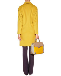 Cédric Charlier Wool Cashmere Coat In Yellow