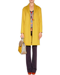 Cédric Charlier Wool Cashmere Coat In Yellow