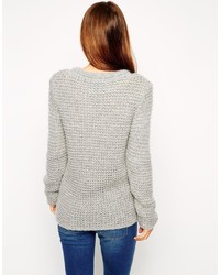Asos Collection Sweater In Chunky Mohair Stitch