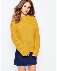 Fashion Union Crop Ribbed Dropped Shoulder Sweater